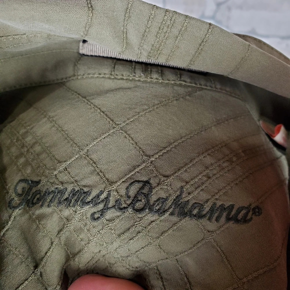 Tommy Bahama  Shirt Olive Green Silk Button Front XLX - Picture 2 of 13